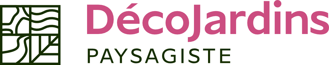 Logo horizontal vert et fuchsia de DécoJardins